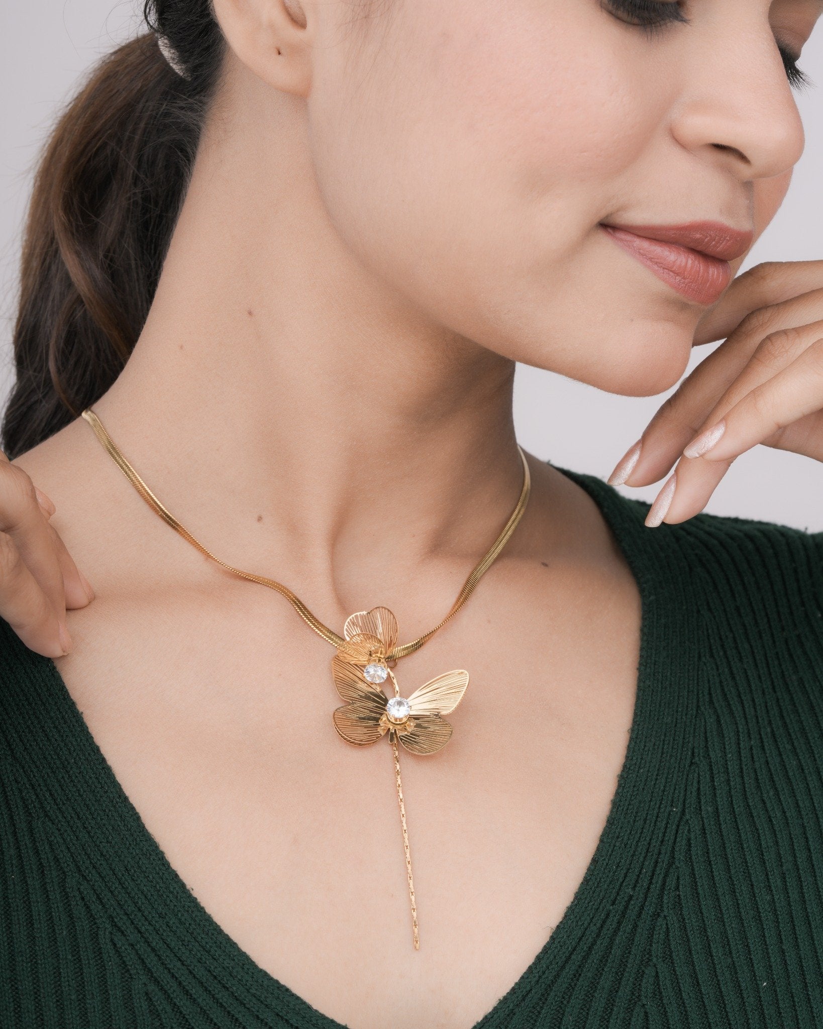 Zivelle Crystal Vine 18 Carat Gold Finished PVD Coated Anti-Tarnish Necklace