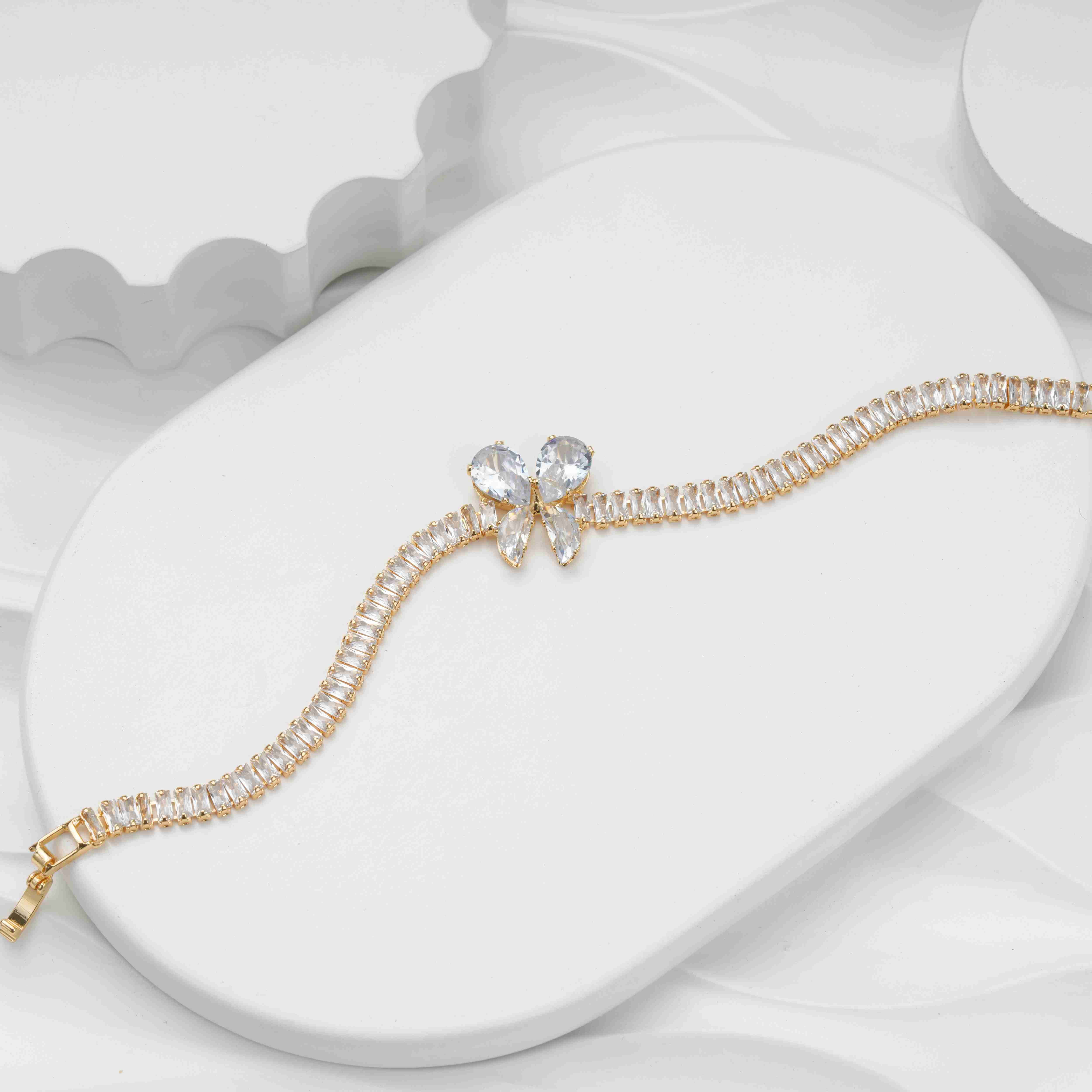 Butterfly Bloom 18 Carat Gold Finished PVD Coated Anti-Tarnish Bracelet