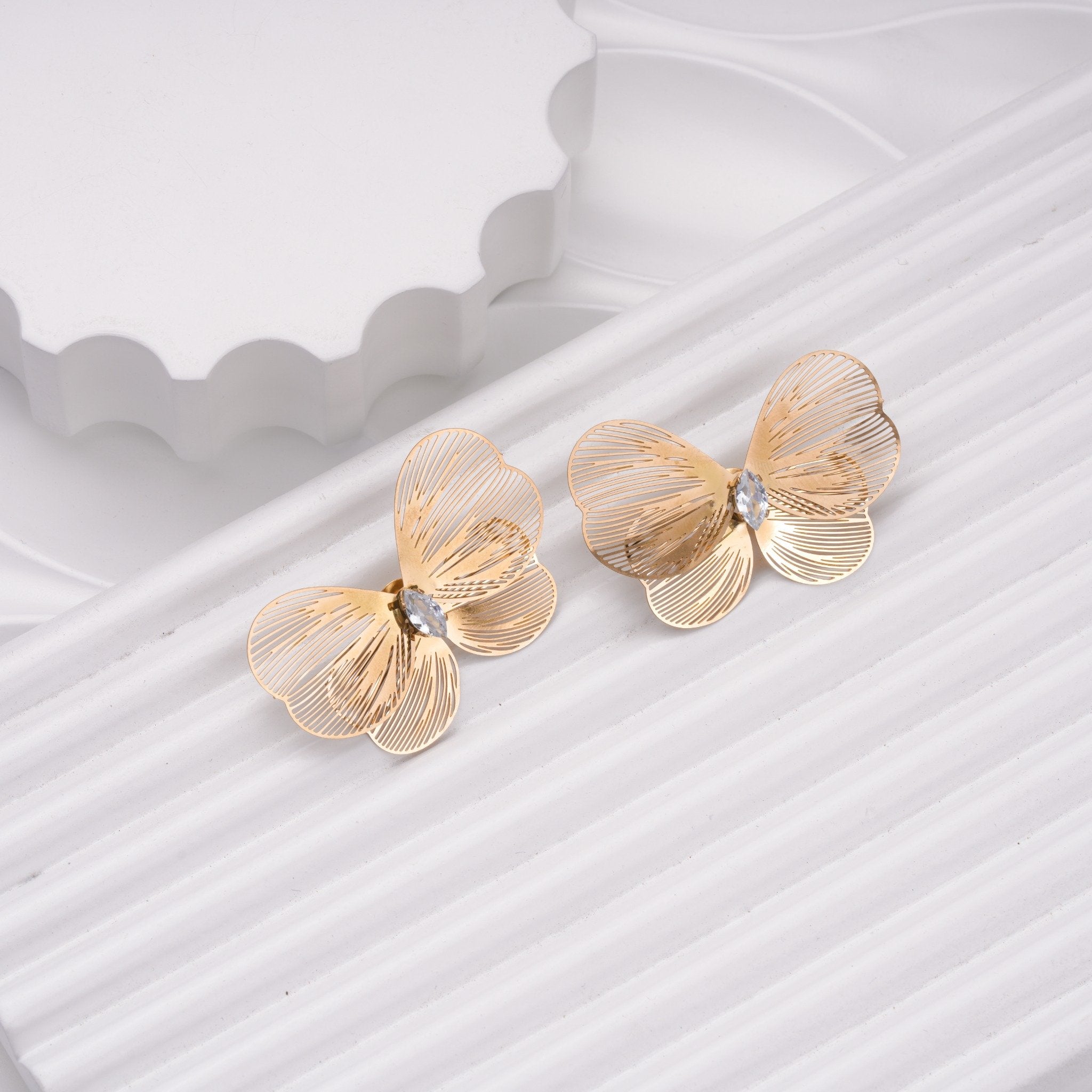 Gilded Butterfly Studs 18 Carat Gold Finished PVD Coated Anti-Tarnish Earrings