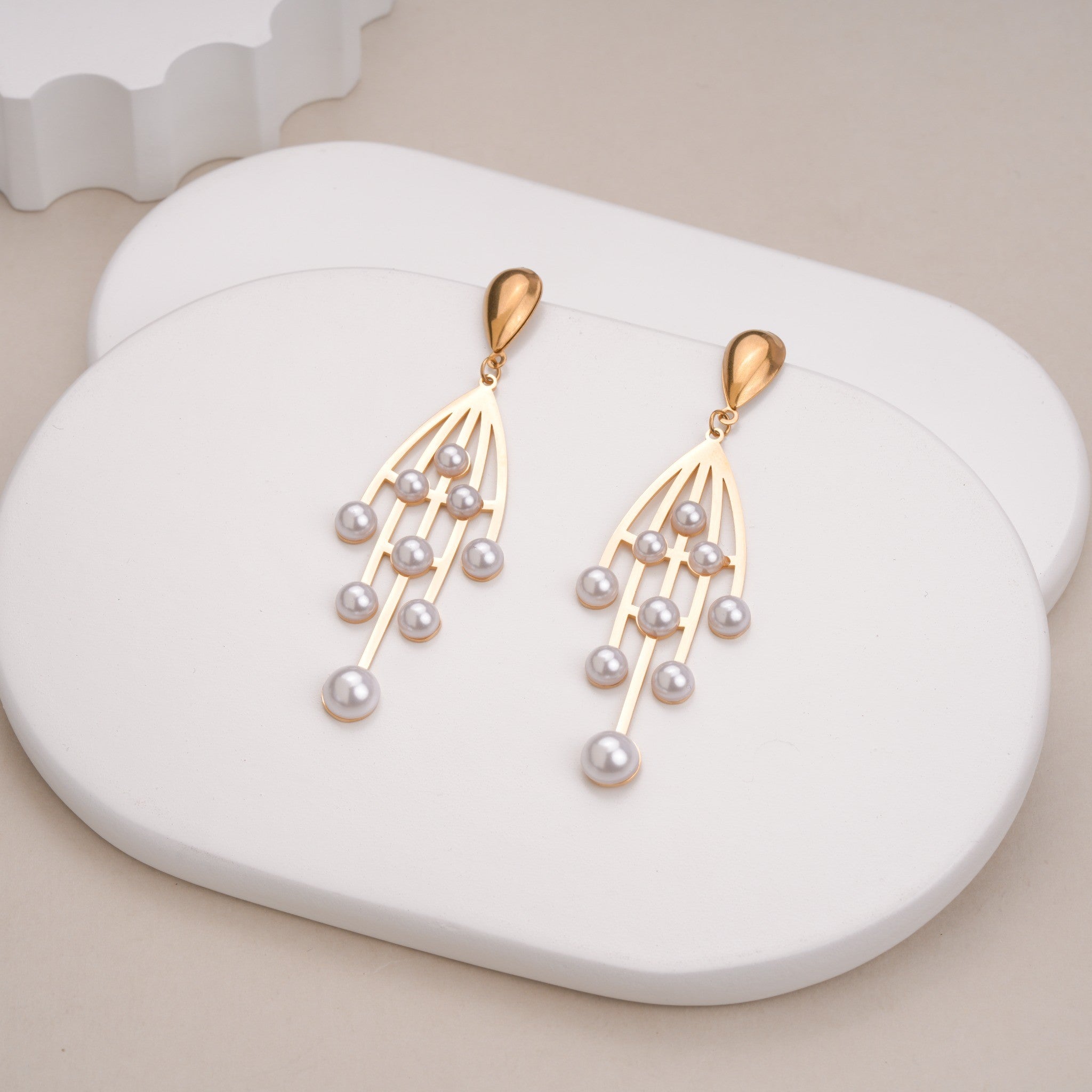 Celestia Pearl Canopy 18 Carat Gold Finished PVD Coated Anti-Tarnish Earrings