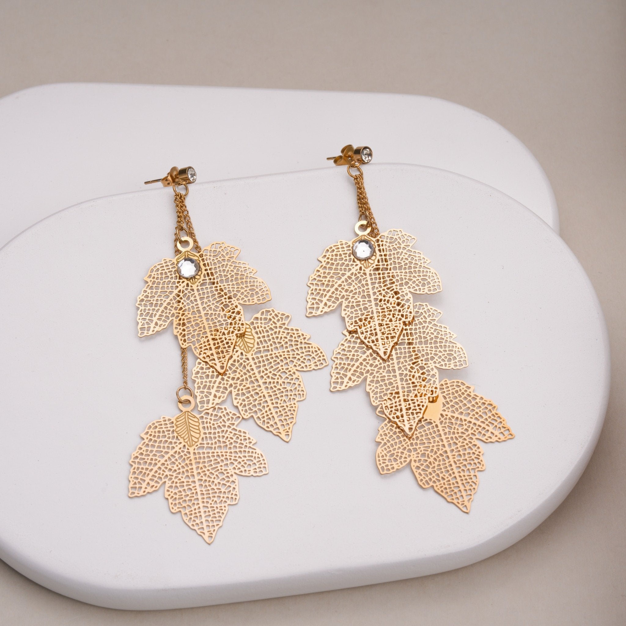 Golden Ivy Cascade 18 Carat Gold Finished PVD Coated Anti-Tarnish Earrings