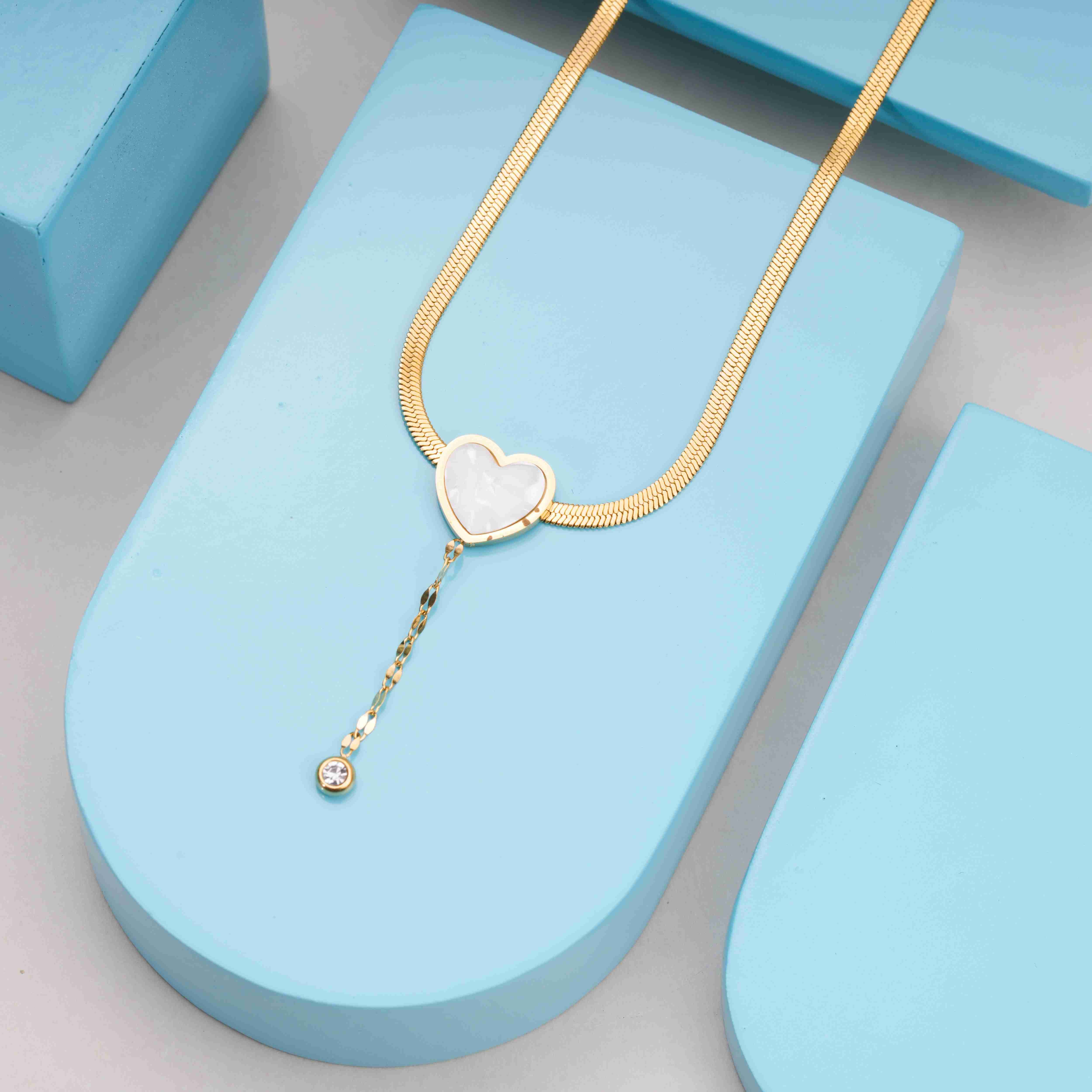 Heart Drop 18 Carat Gold Finished PVD Coated Anti-Tarnish Necklace