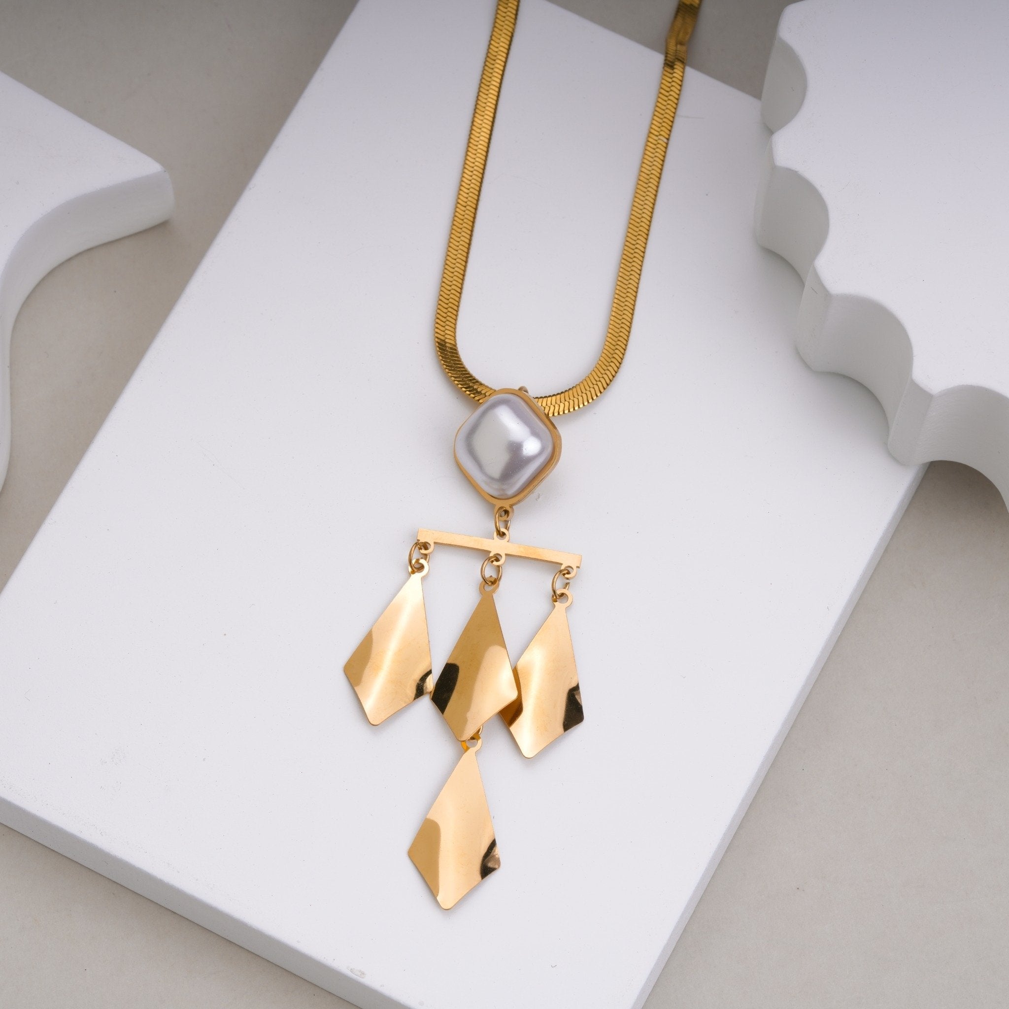 Geometric 18 Carat Gold Finished PVD Coated Anti-Tarnish Necklace