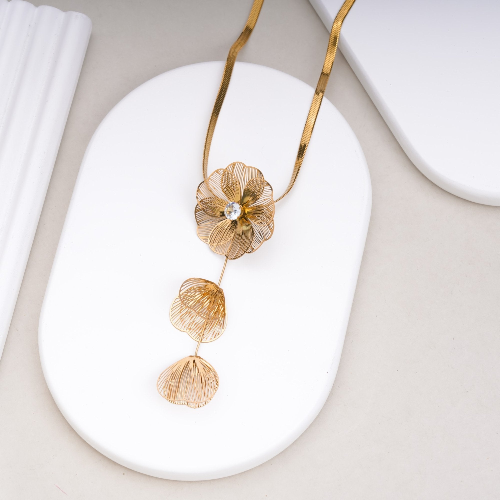 Aurielle Drop 18 Carat Gold Finished PVD Coated Anti-Tarnish Necklace