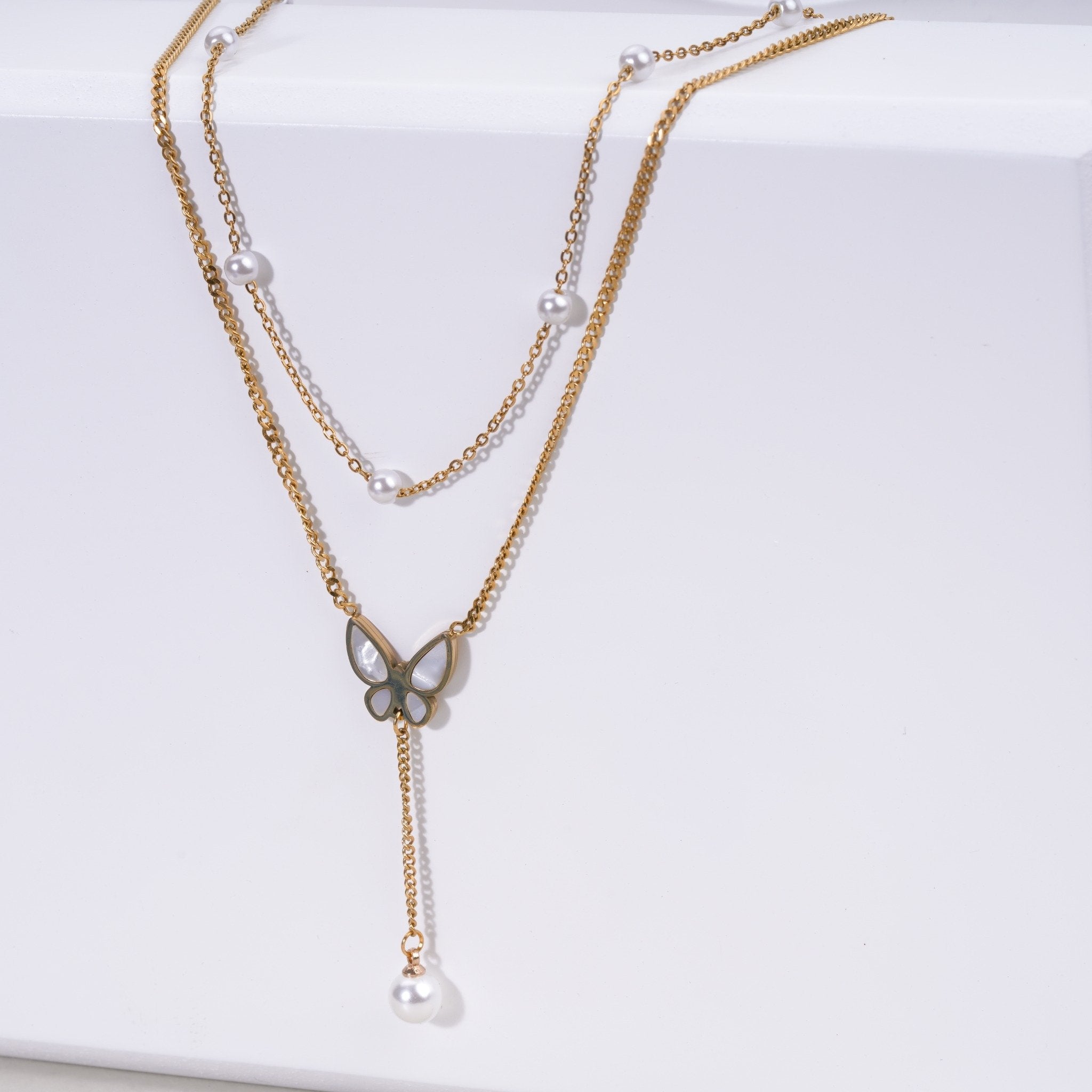 Pearlwing Butterfly 18 Carat Gold Finished PVD Coated Anti-Tarnish Necklace