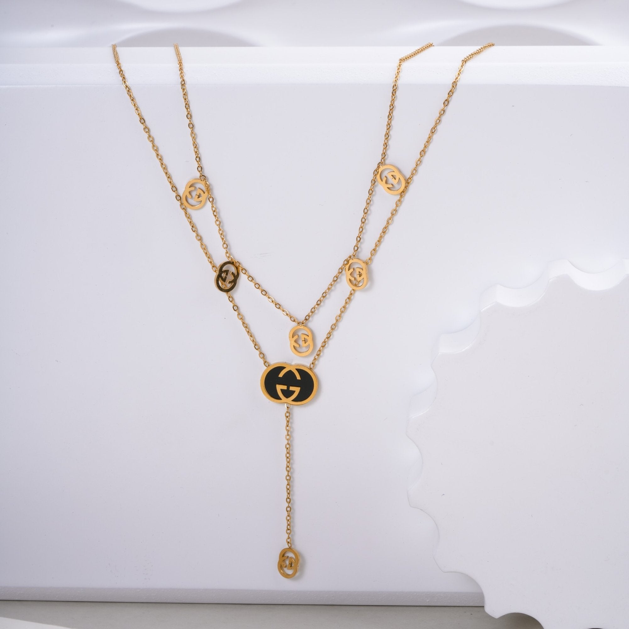 Interlock Luxe 18 Carat Gold Finished PVD Coated Anti-Tarnish Layered Necklace