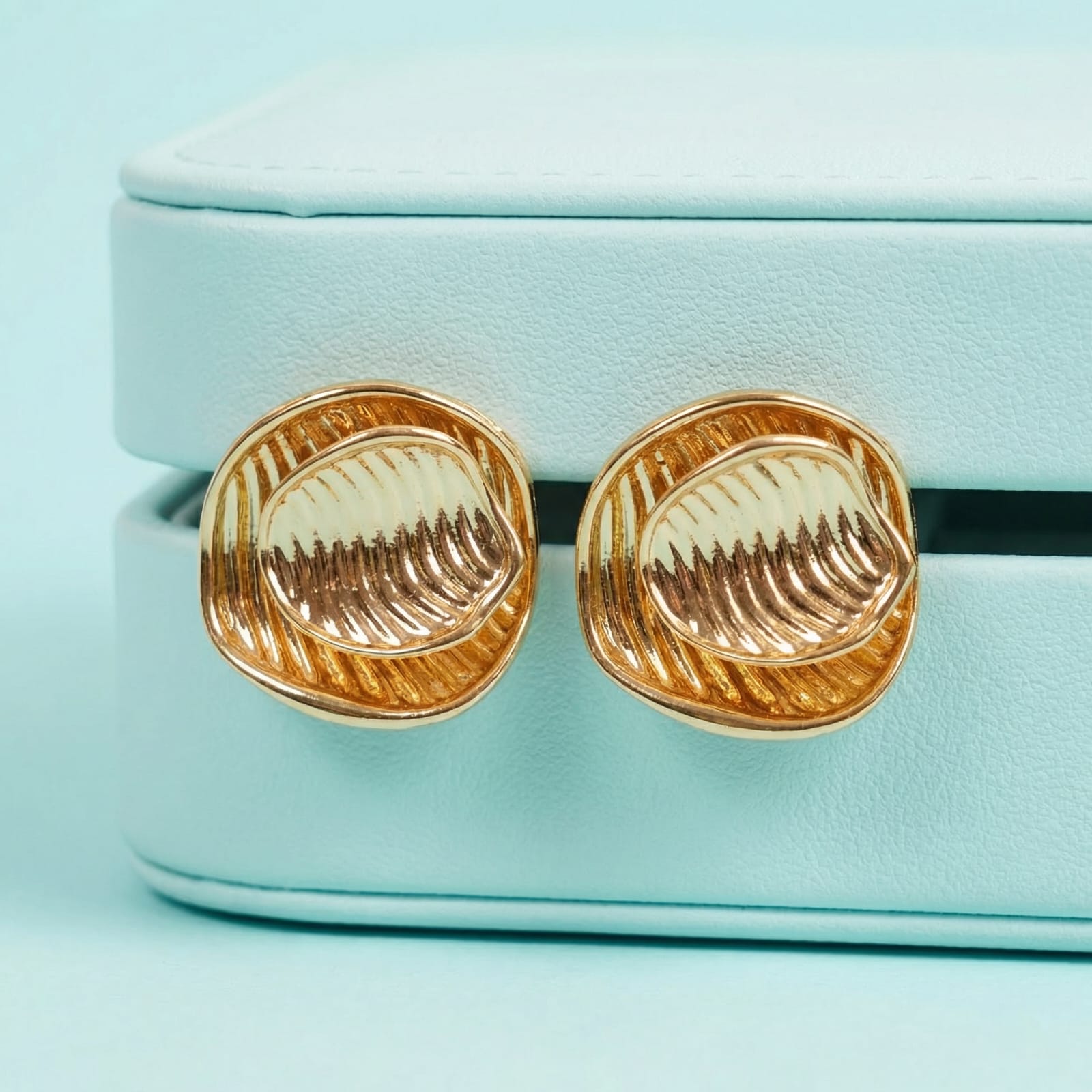 Ripple Aura Stud 18 Carat Gold Finished PVD Coated Anti-Tarnish Earrings