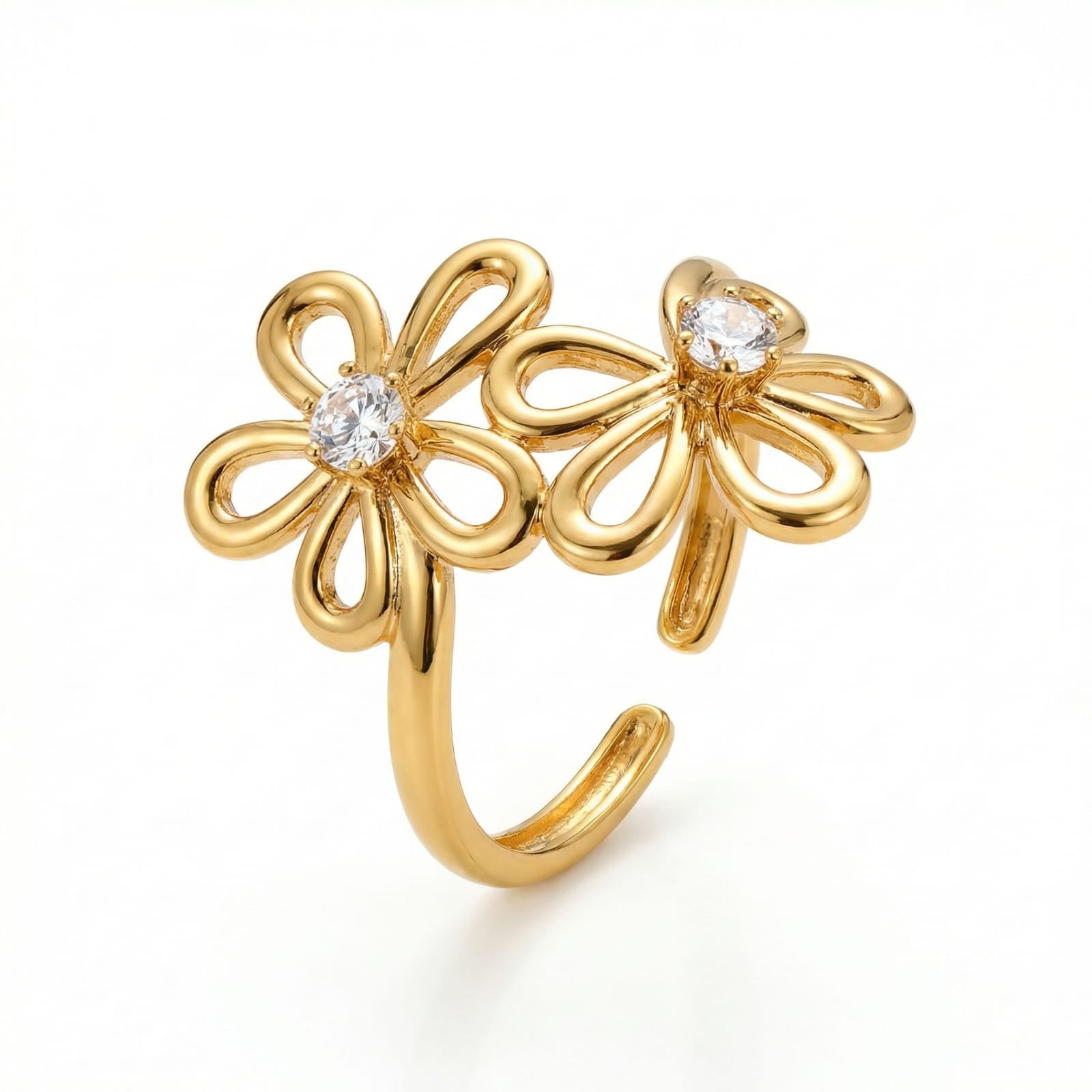 Bloom Spark Crystal 18 Carat Gold Finished PVD Coated Anti-Tarnish Ring