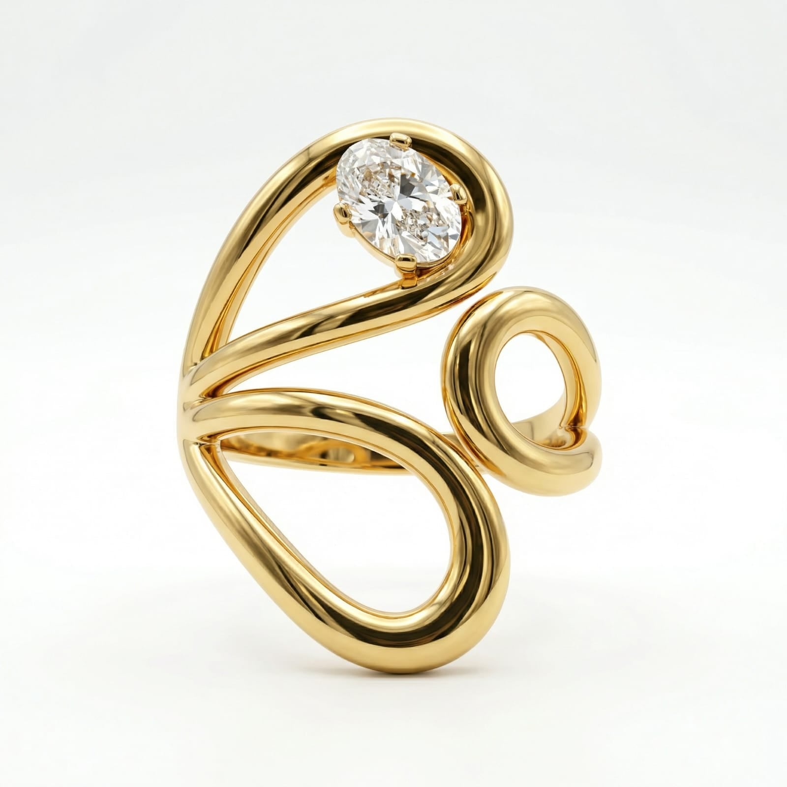 Serpentine Spark 18 Carat Gold Finished PVD Coated Anti-Tarnish Ring