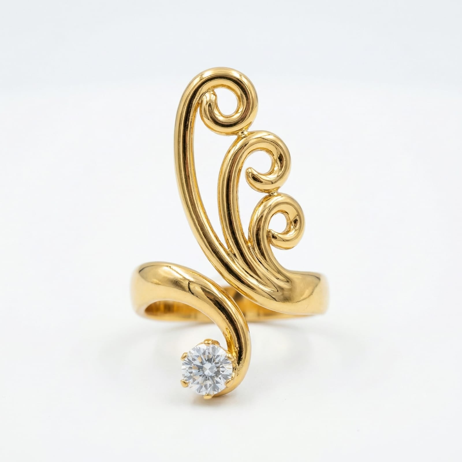Serenity Swirl 18 Carat Gold Finished PVD Coated Anti-Tarnish Ring