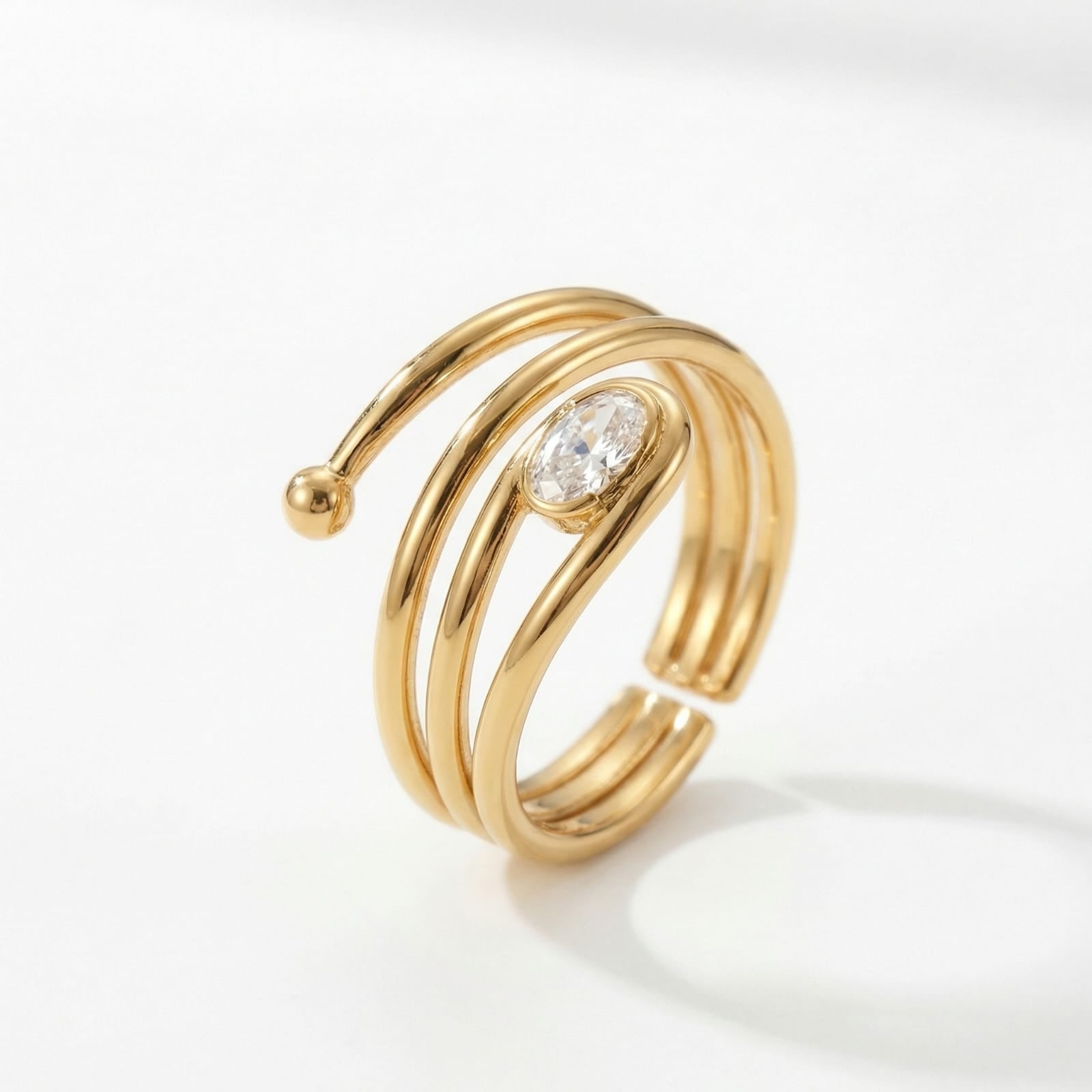 Celestial Curve Spark 18 Carat Gold Finished PVD Coated Anti-Tarnish Ring
