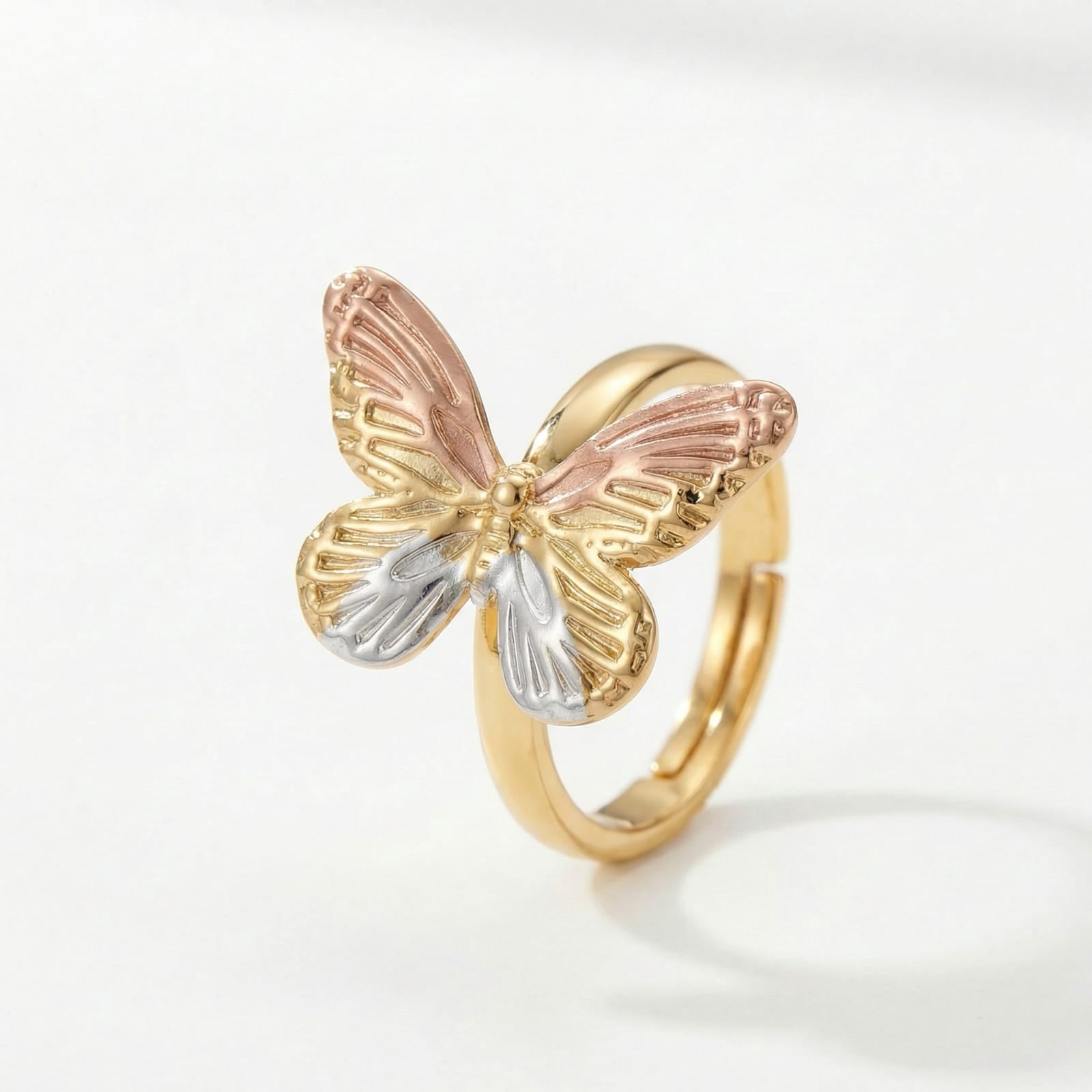 Trinity Flutter Bloom 18 Carat Gold Finished PVD Coated Anti-Tarnish Ring