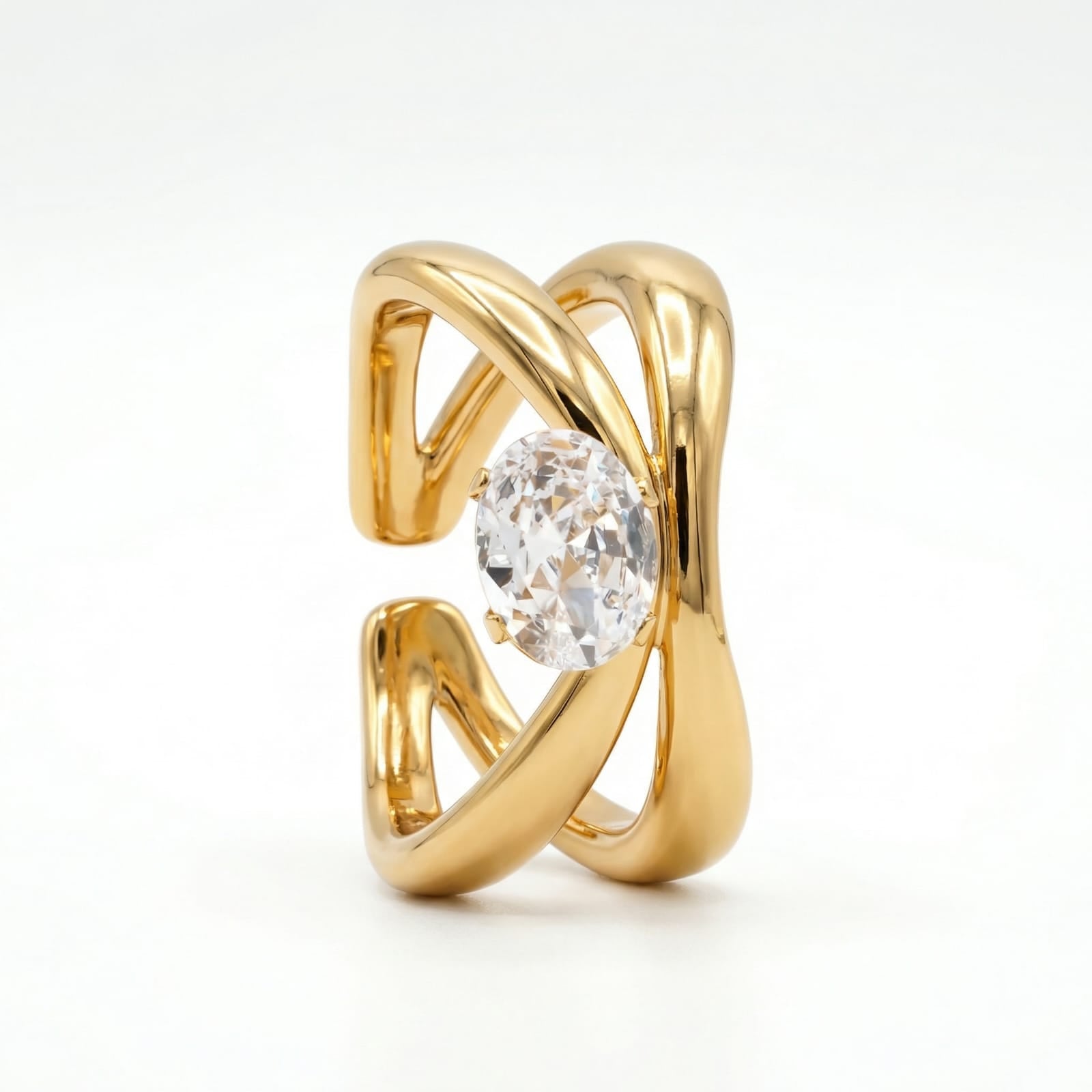 Celestia Loop Crystal 18 Carat Gold Finished PVD Coated Anti-Tarnish Ring