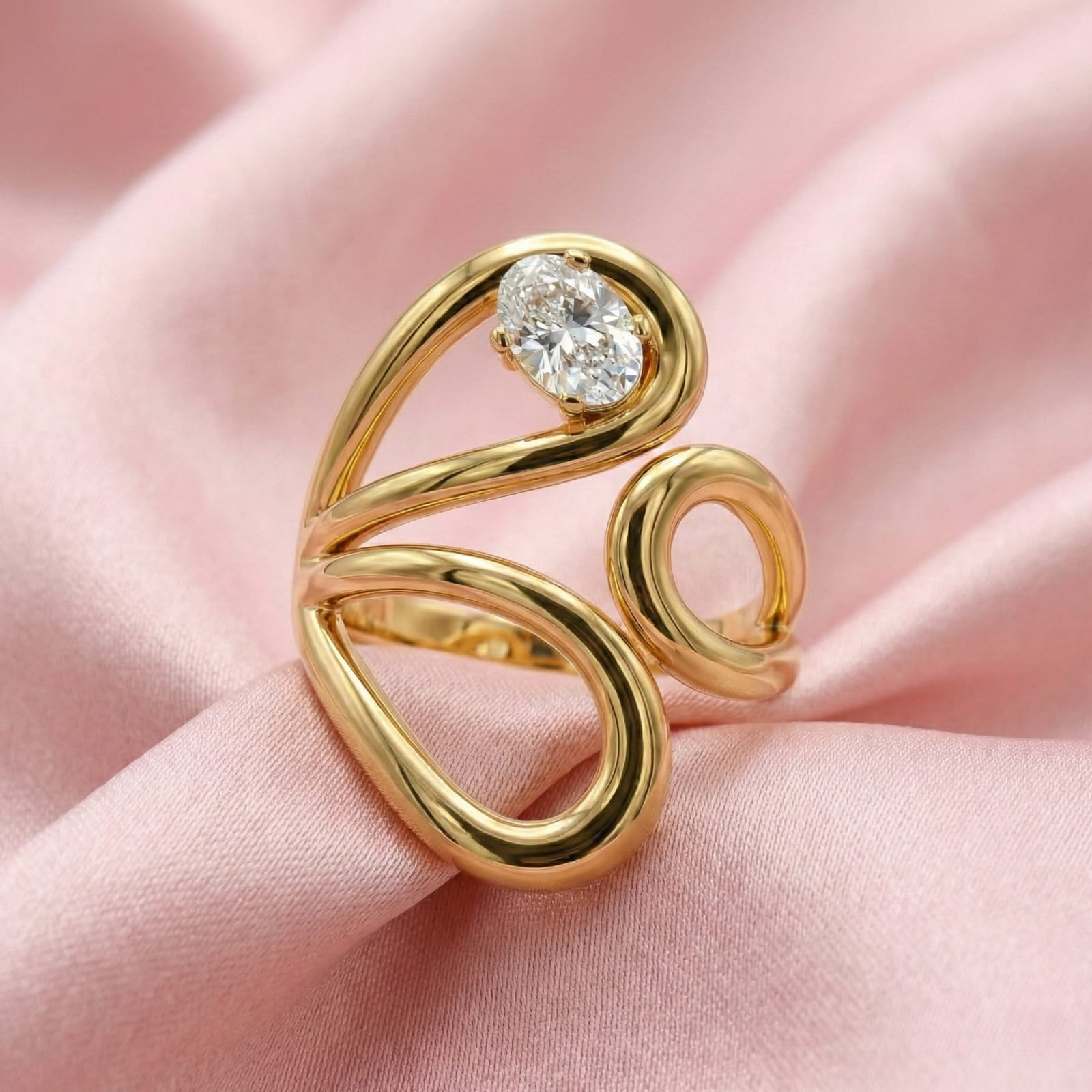 Serpentine Spark 18 Carat Gold Finished PVD Coated Anti-Tarnish Ring