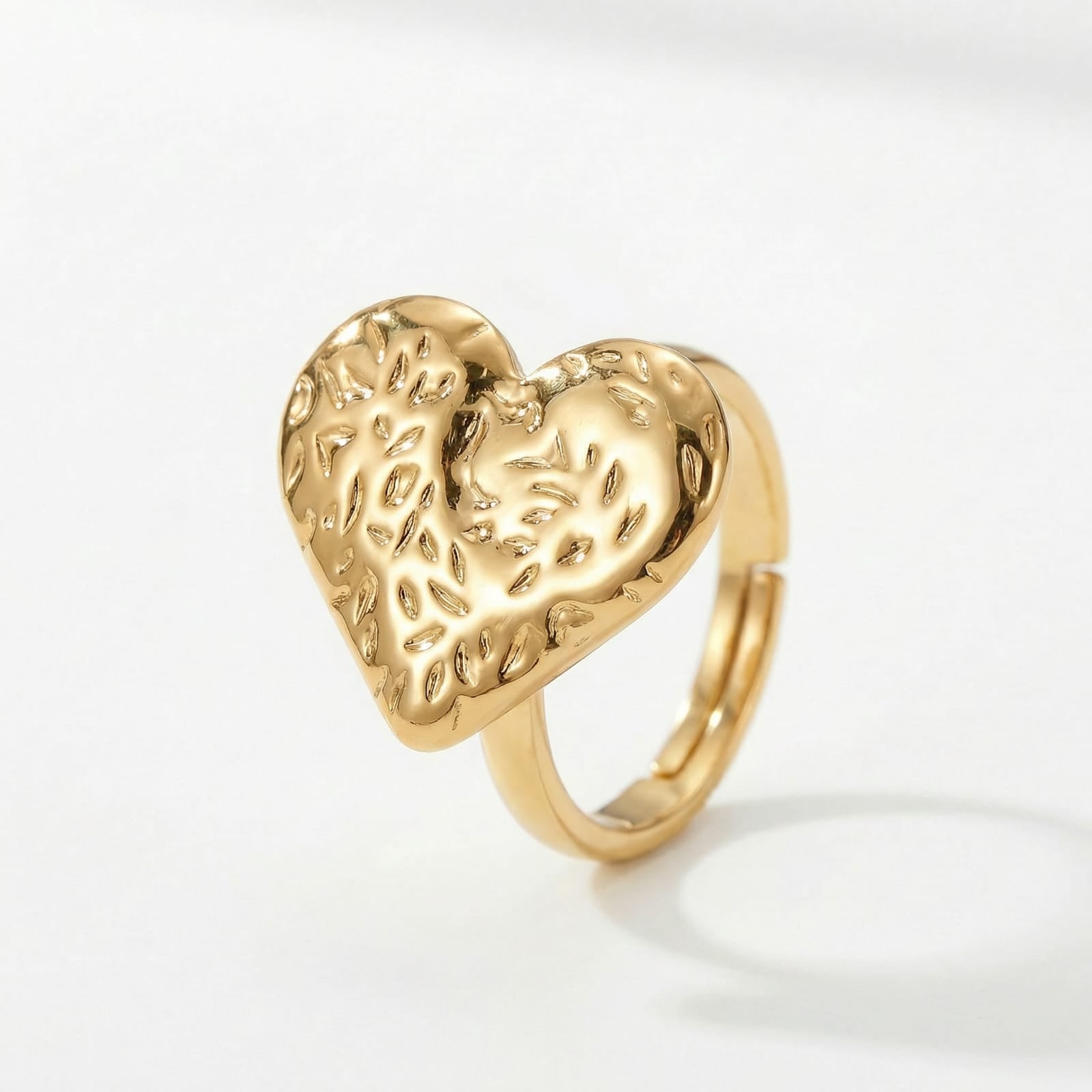Textured Heart Bloom 18 Carat Gold Finished PVD Coated Anti-Tarnish Ring