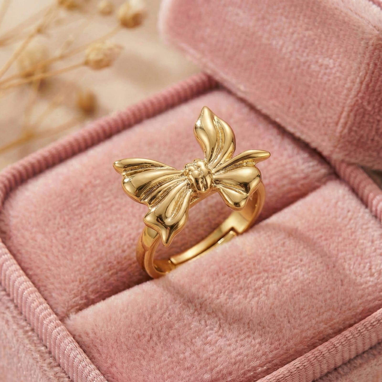 Butterfly Bloom 18 Carat Gold Finished PVD Coated Anti-Tarnish Ring
