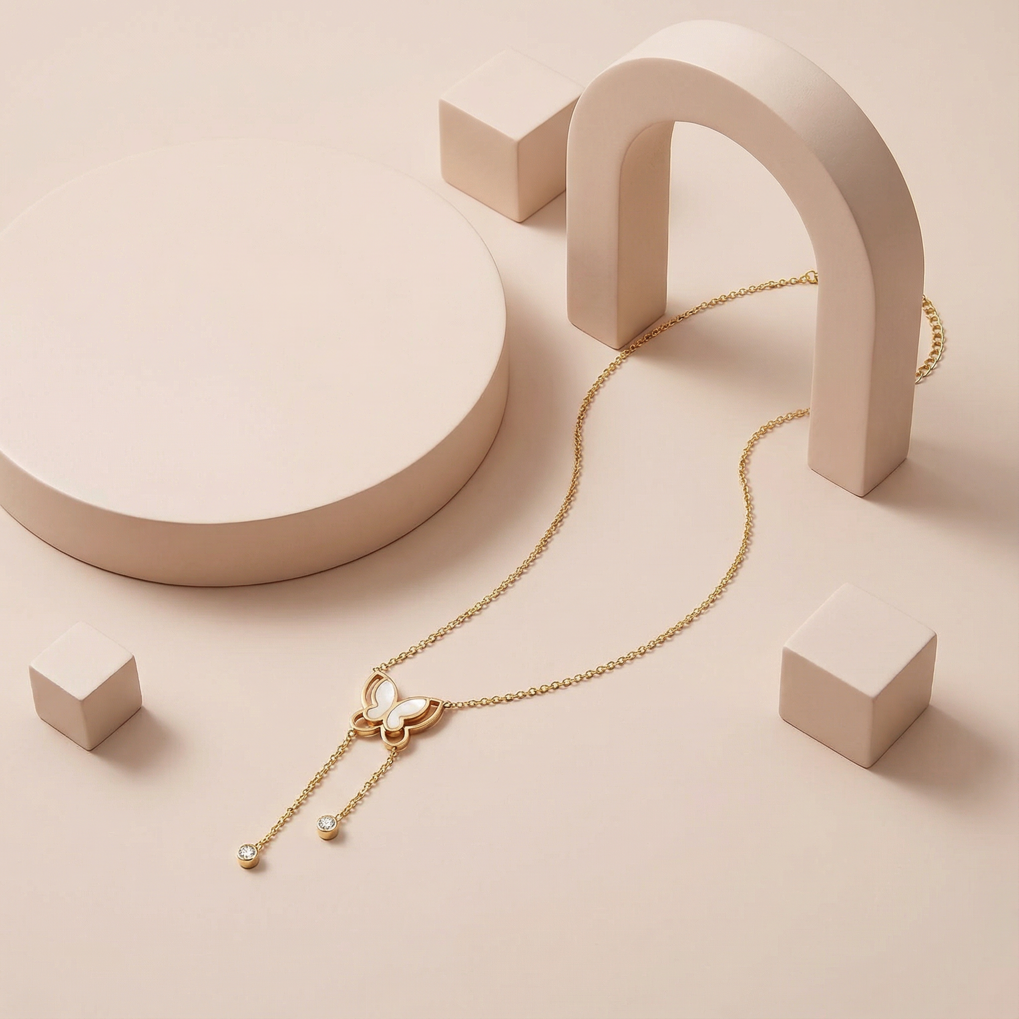 Butterfly Grace Drop 18 Carat Gold Finished PVD Coated Anti-Tarnish Necklace