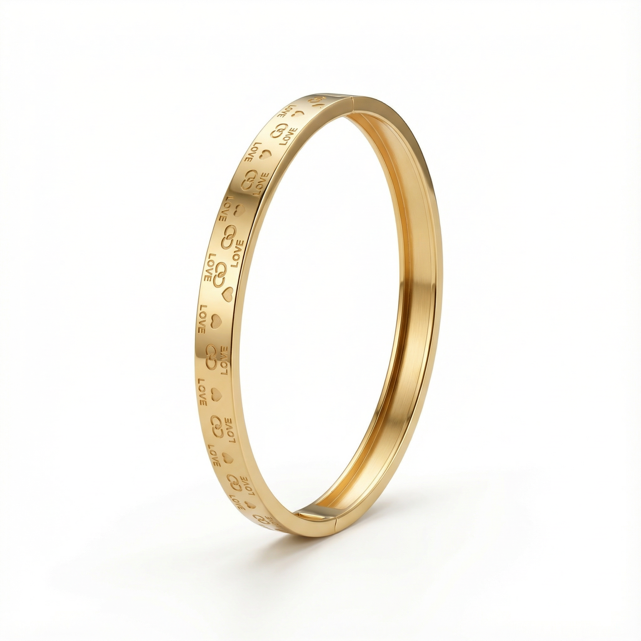 Eternal Love Engraved Gold 18 Carat Gold Finished PVD Coated Anti-Tarnish Bracelet