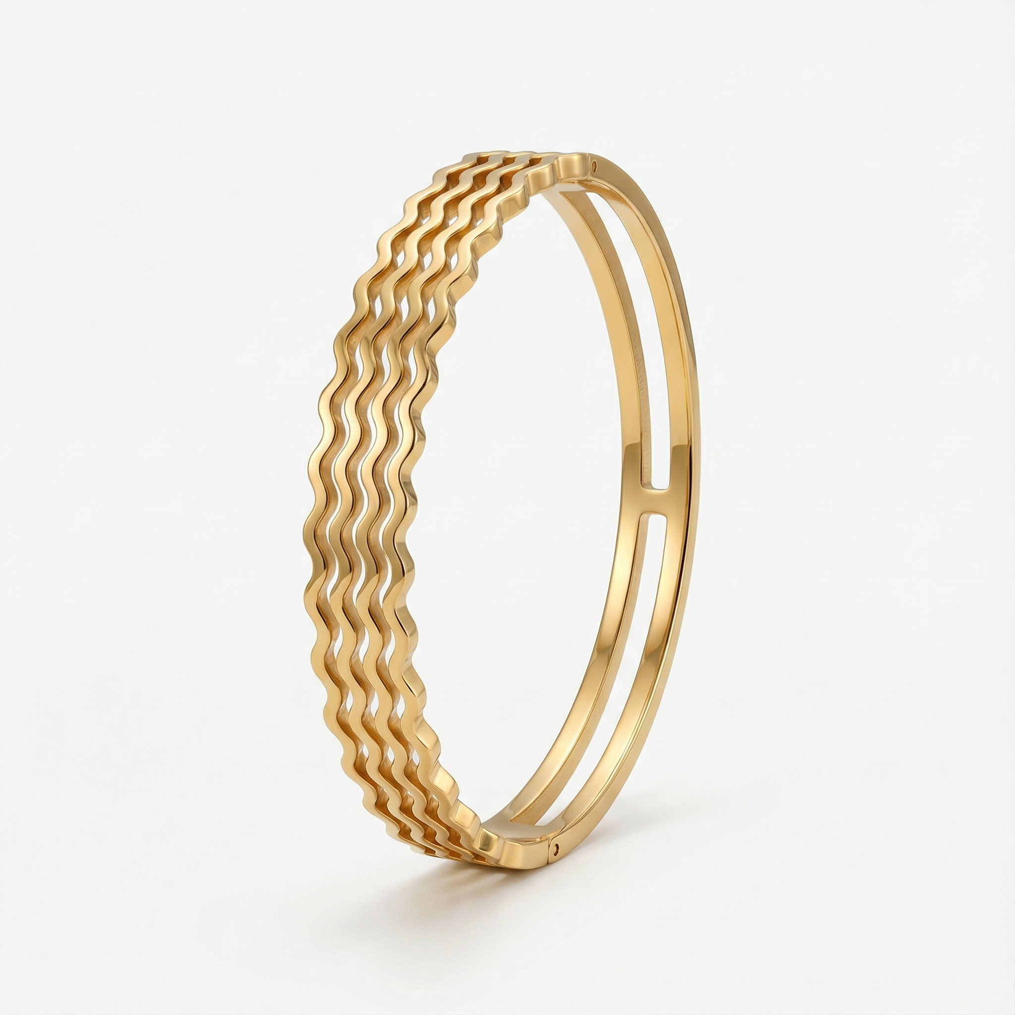 Golden Ripple Wave 18 Carat Gold Finished PVD Coated Anti-Tarnish Bracelet