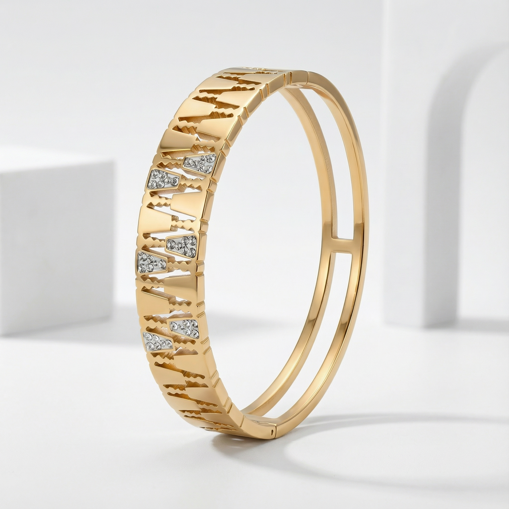 Golden Spark Zigzag 18 Carat Gold Finished PVD Coated Anti-Tarnish Bracelet