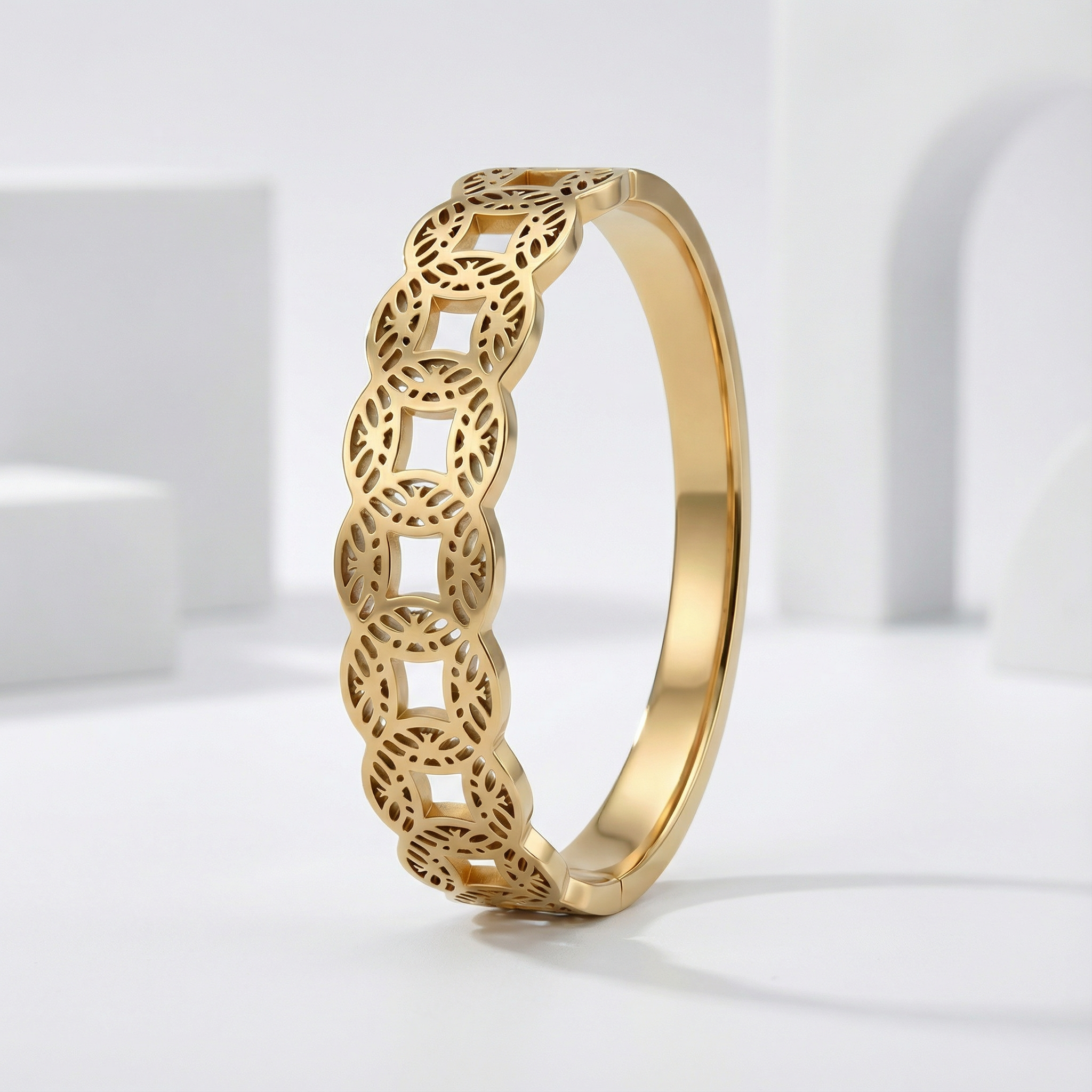 Heritage Geometry 18 Carat Gold Finished PVD Coated Anti-Tarnish Bracelet