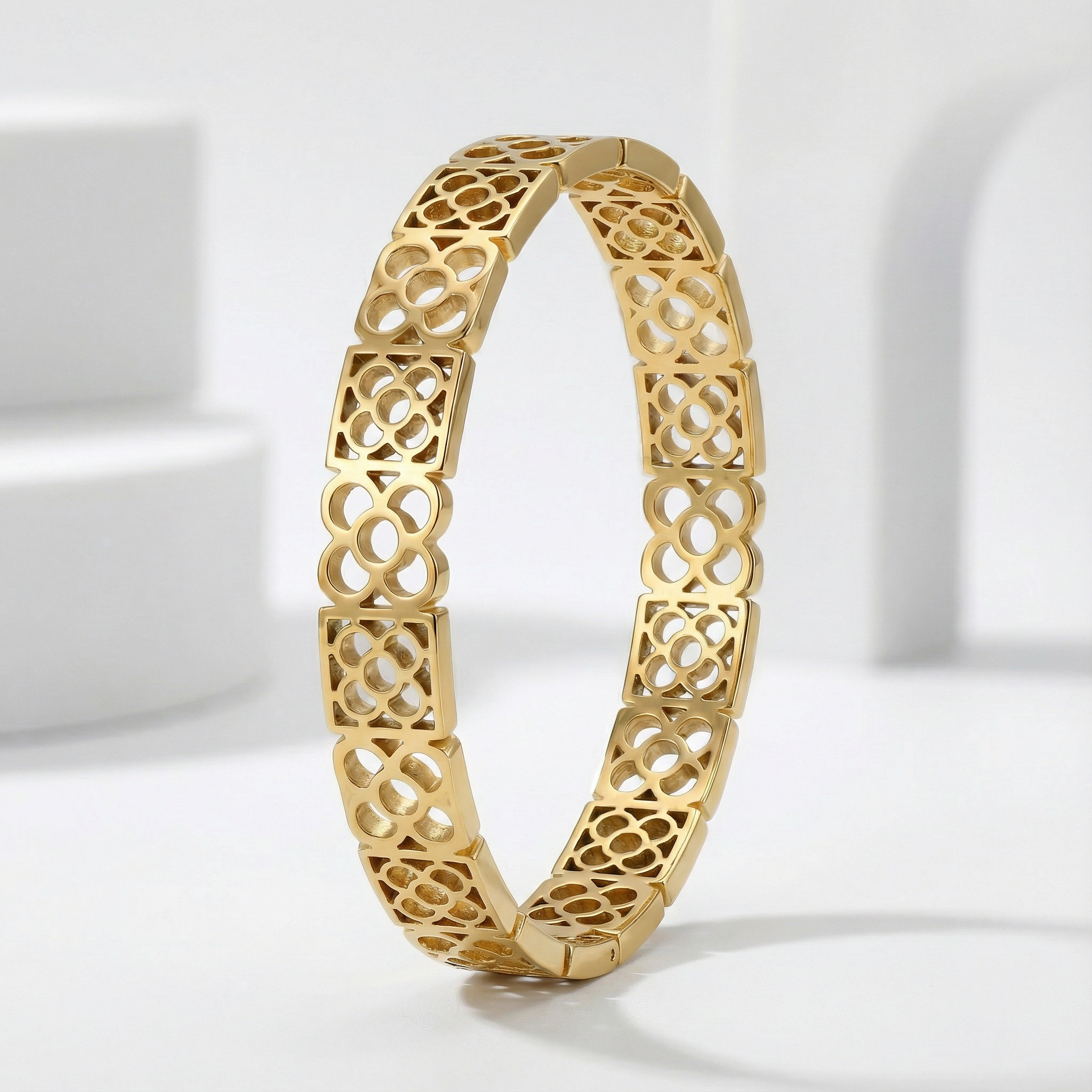 Golden Harmony Lattice 18 Carat Gold Finished PVD Coated Anti-Tarnish Bracelet