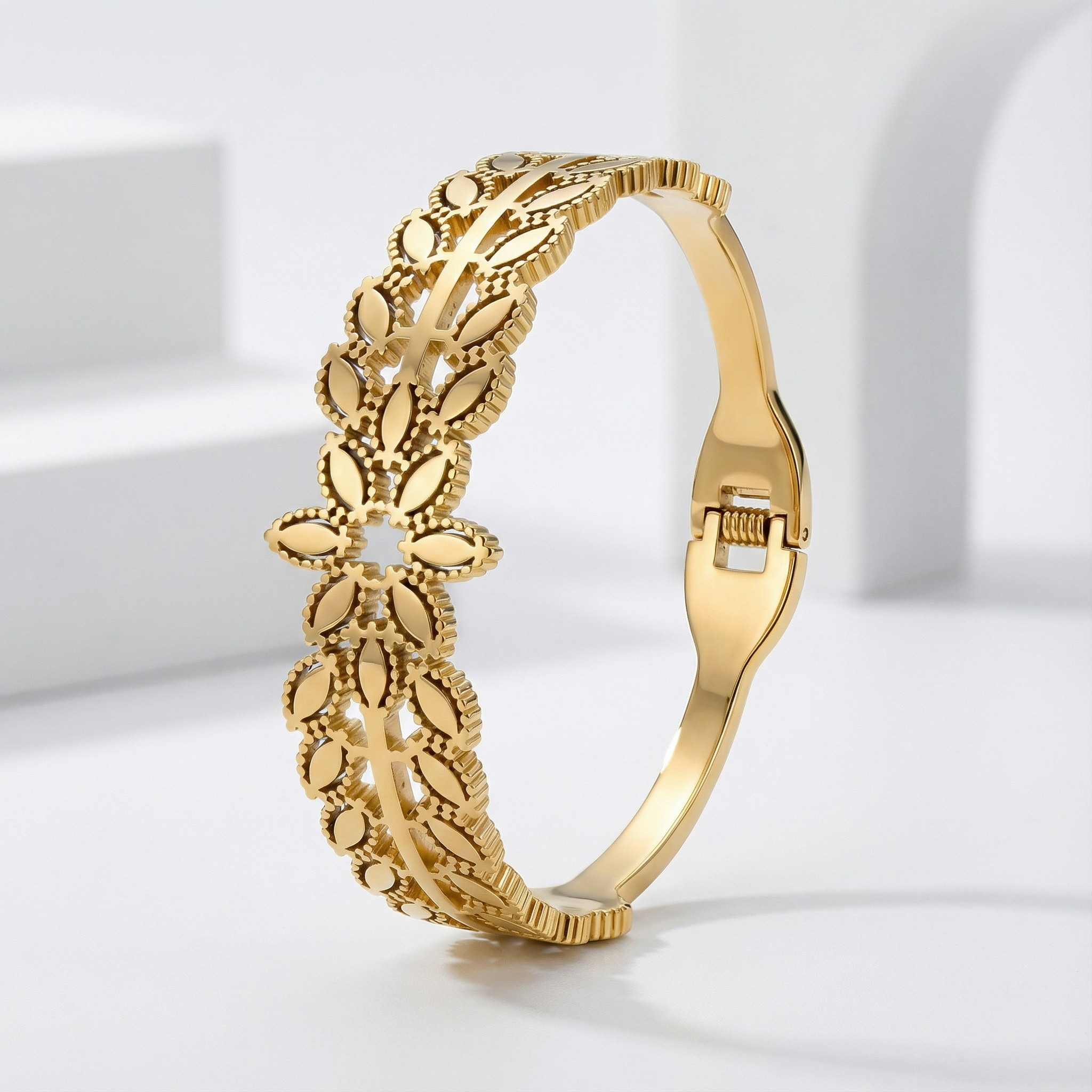 Royal Bloom Filigree 18 Carat Gold Finished PVD Coated Anti-Tarnish Bracelet