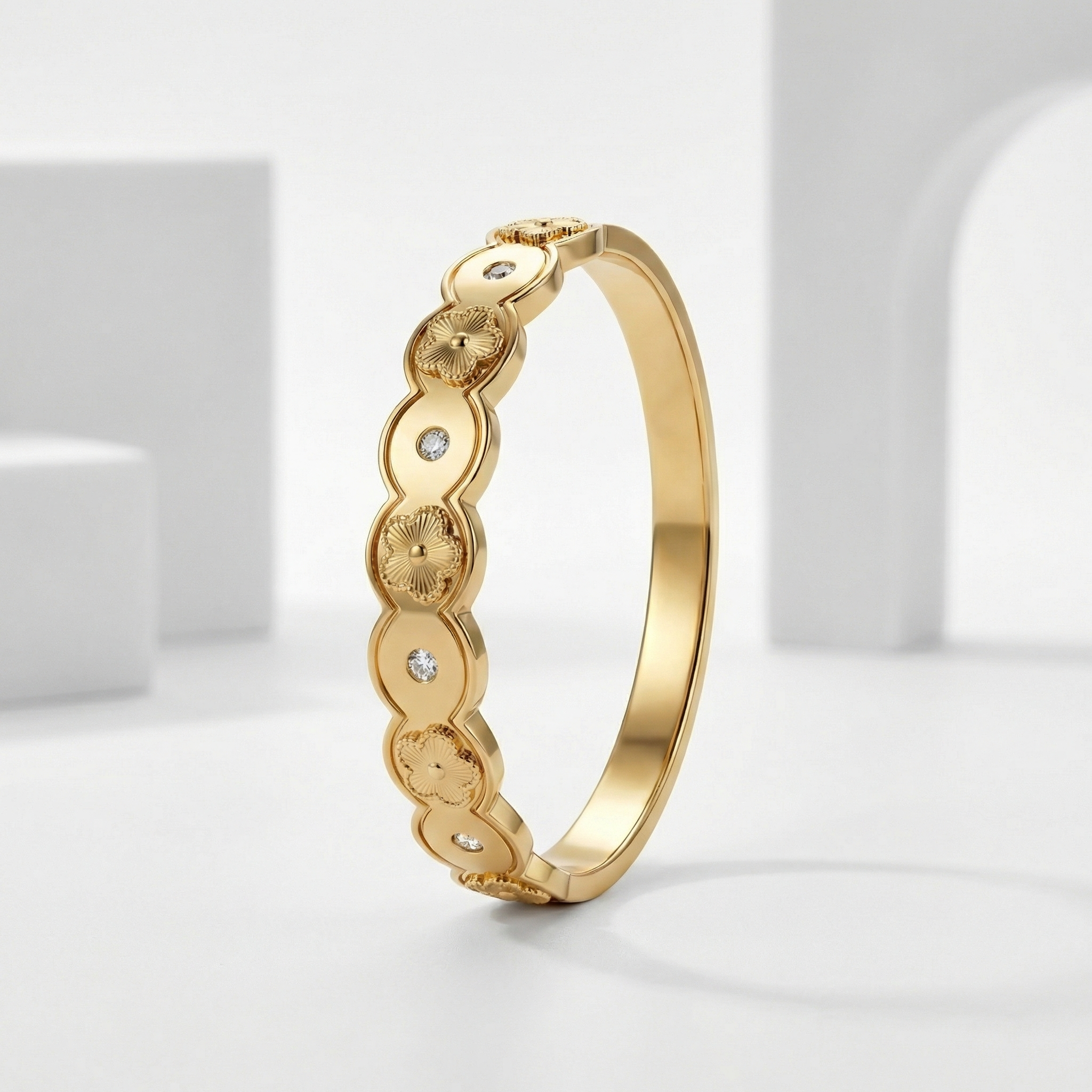 Floral Spark Gold 18 Carat Gold Finished PVD Coated Anti-Tarnish Bracelet