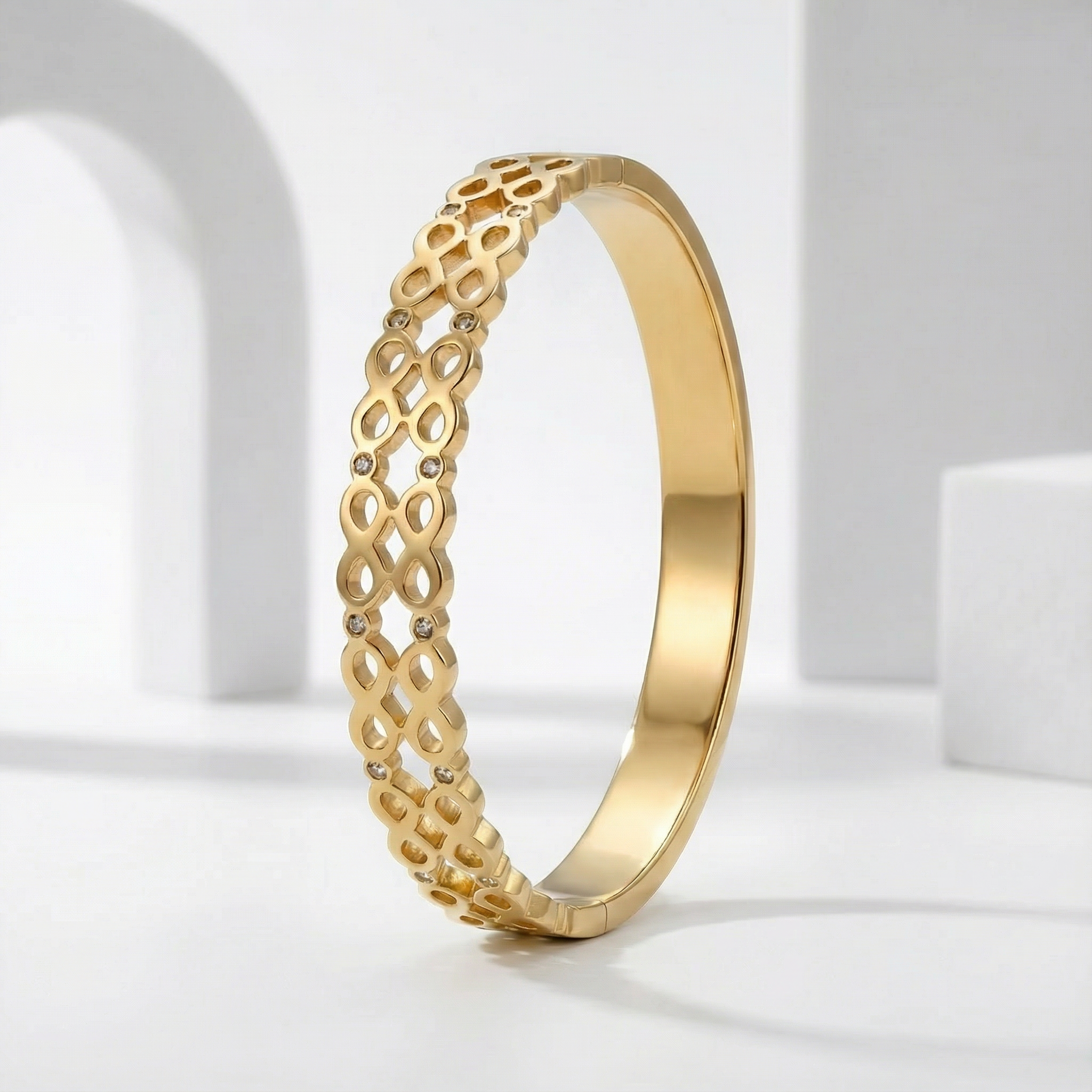 Infinity Glow Gold 18 Carat Gold Finished PVD Coated Anti-Tarnish Bracelet