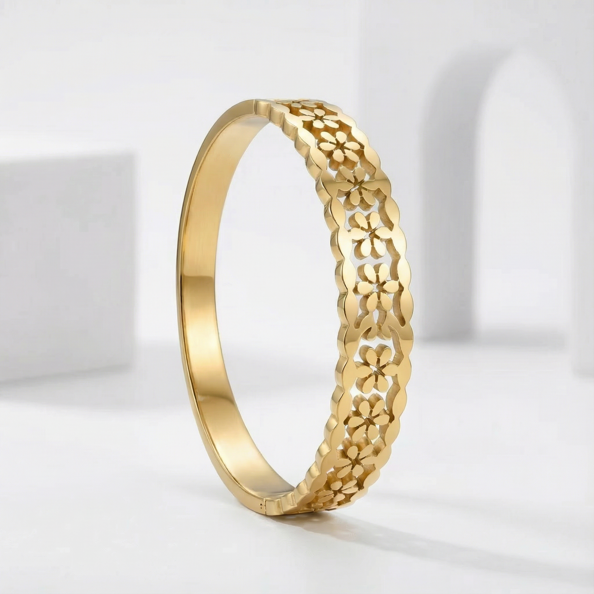 Golden Blossom Lace 18 Carat Gold Finished PVD Coated Anti-Tarnish Bracelet