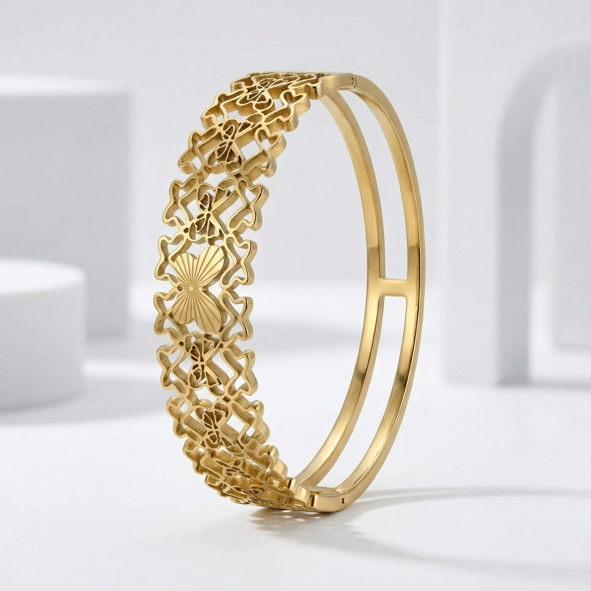 Golden Butterfly Lattice 18 Carat Gold Finished PVD Coated Anti-Tarnish Bracelet