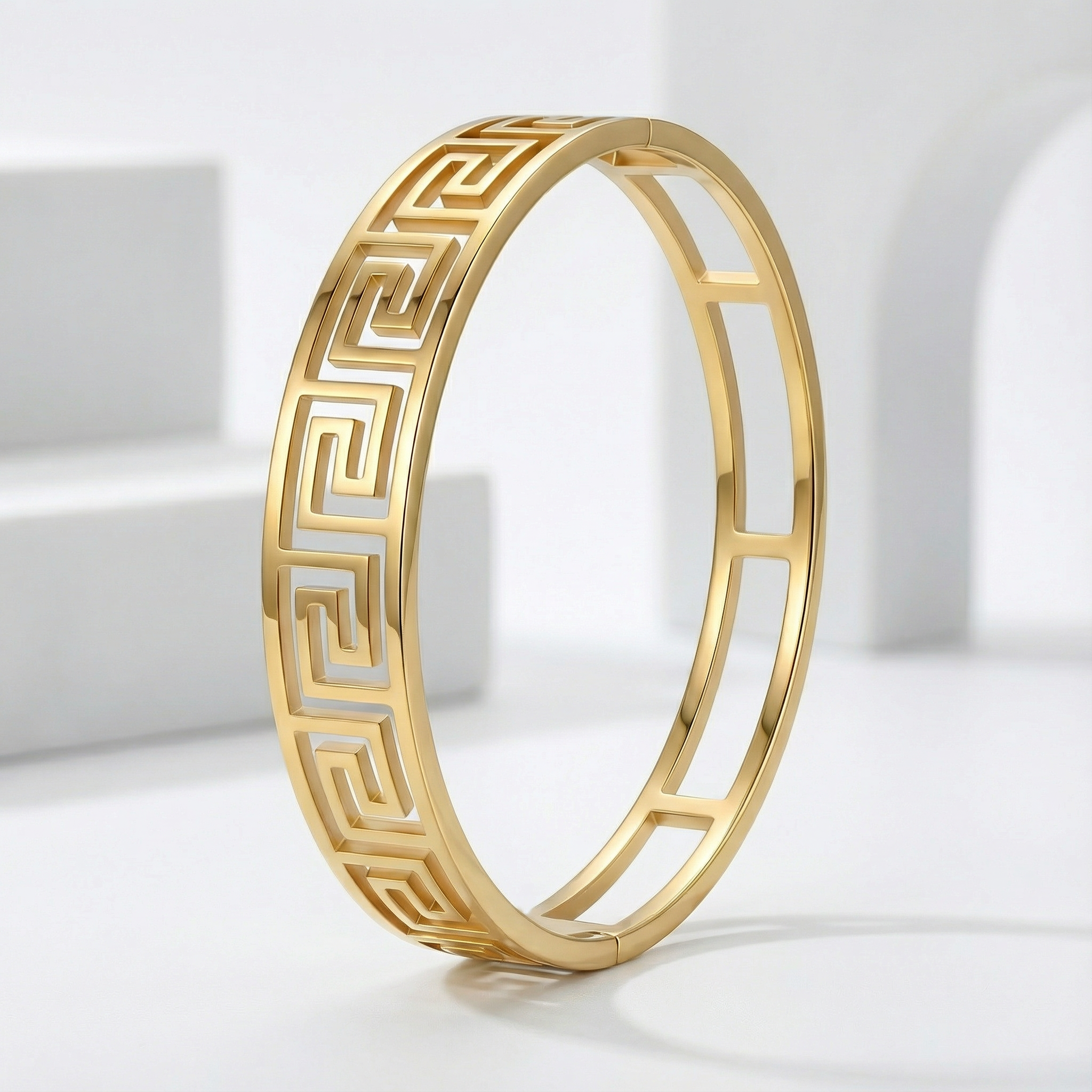 Infinity Greek Key 18 Carat Gold Finished PVD Coated Anti-Tarnish Bracelet