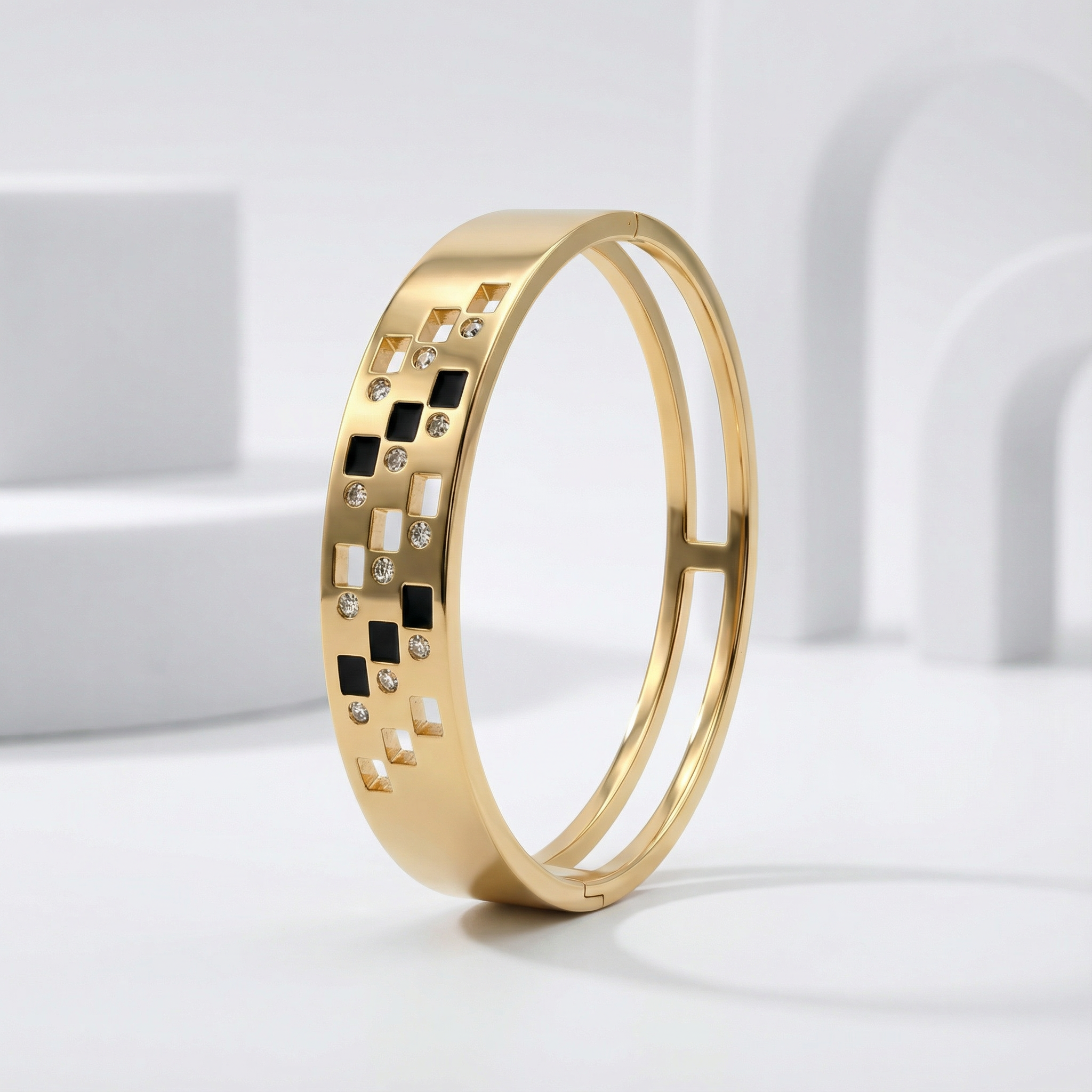 Golden Mosaic Crystal 18 Carat Gold Finished PVD Coated Anti-Tarnish Bracelet