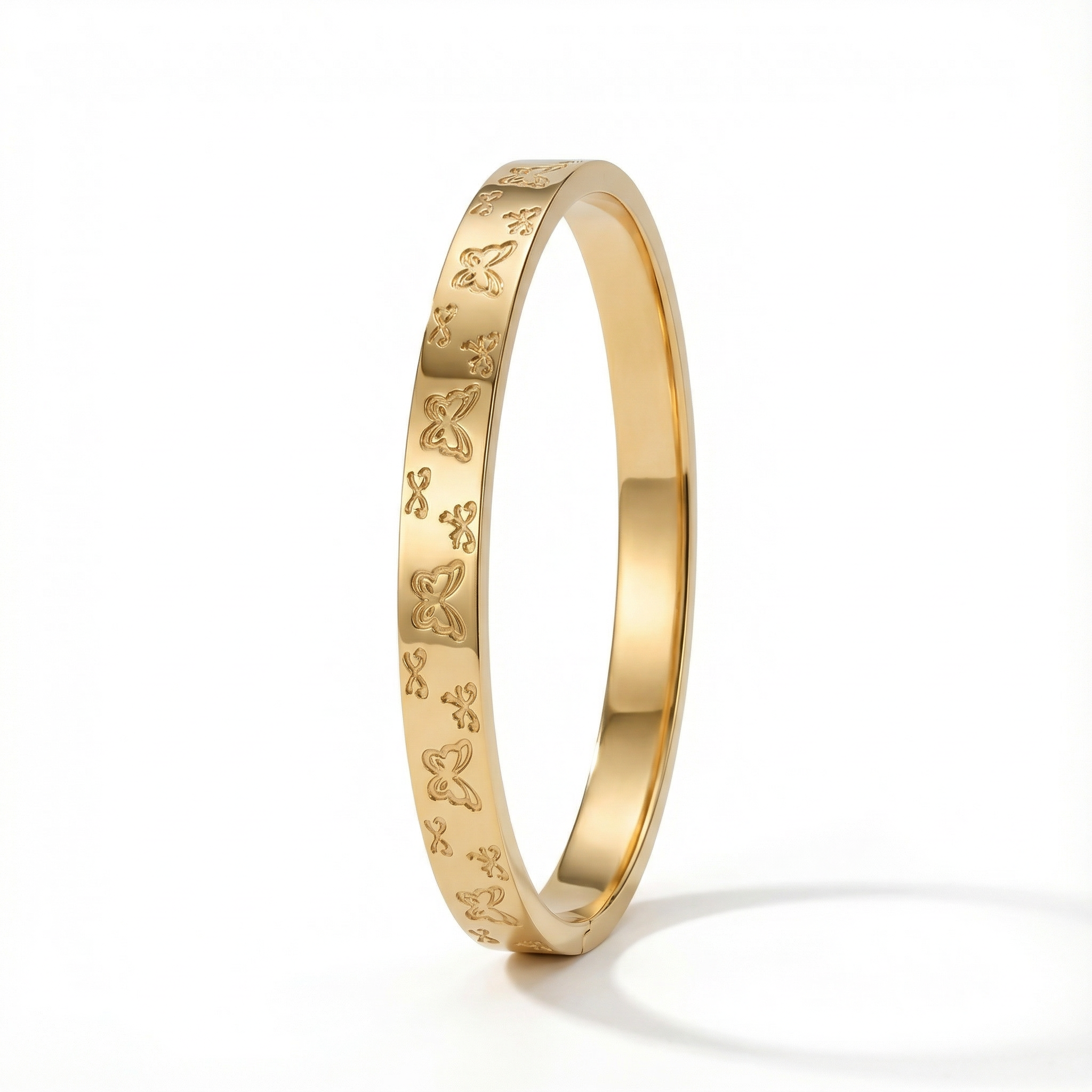 Butterfly Etched Gold 18 Carat Gold Finished PVD Coated Anti-Tarnish Bracelet