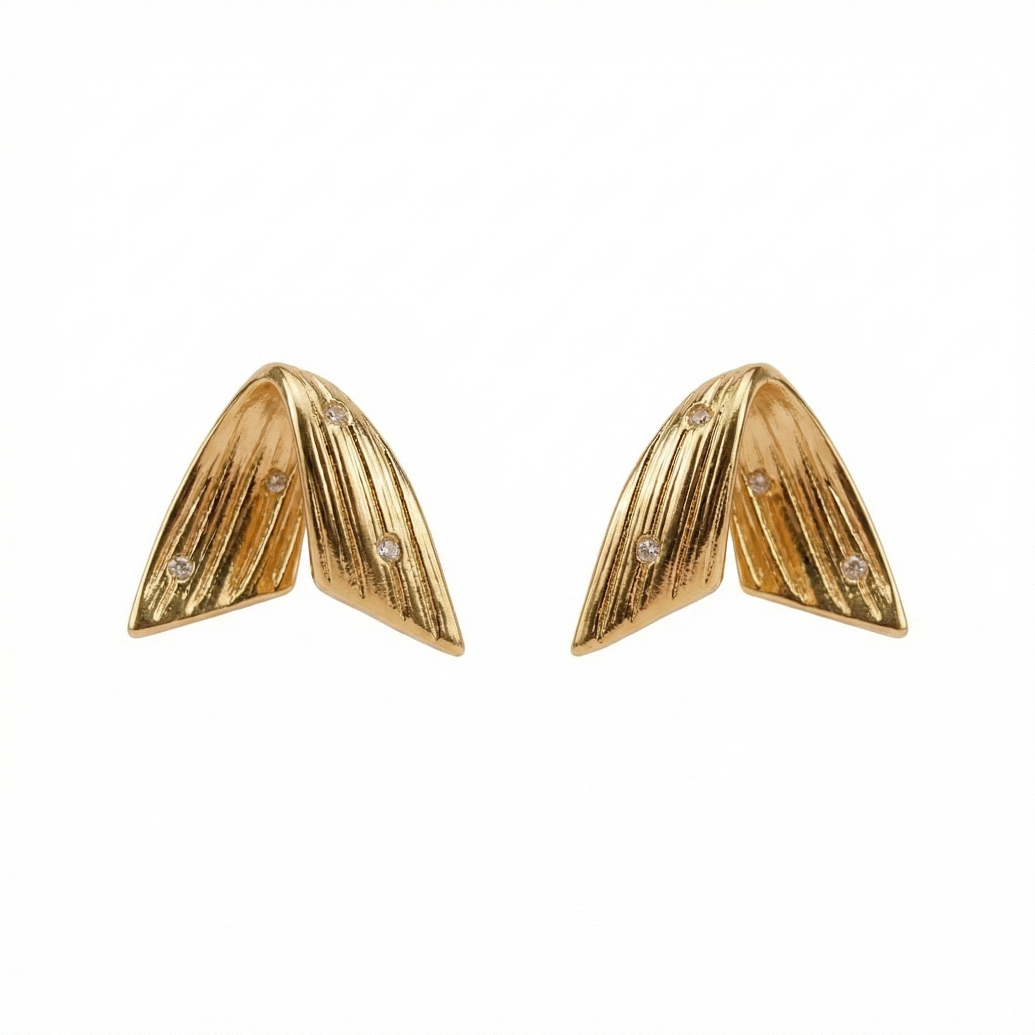 Golden Feather Spark Stud 18 Carat Gold Finished PVD Coated Anti-Tarnish Earrings