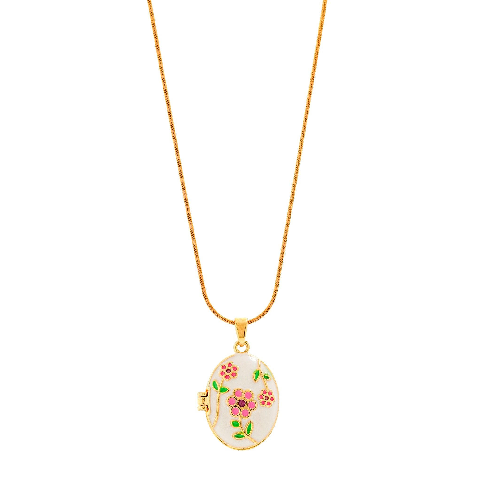 Floral Pearl Locket 18 Carat Gold Finished PVD Coated Anti-Tarnish Necklace